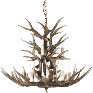 Chalet 12 Light Pendant Chandelier Light Brown, E14 - Brown