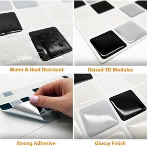 3D Tile Stickers Multipack - Black, White / 31cm / 30cm / 60 by WALPLUS