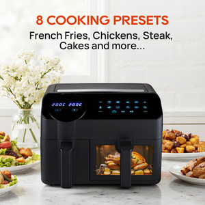 Dual-Zone Air Fryer with Smart Touch Screen - Black by komore