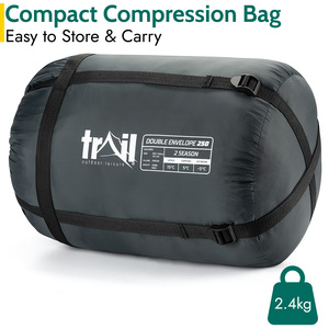 Double 250 GSM Envelope Sleeping Bag - Charcoal by Trail