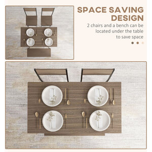 HOMCOM 4 Piece Dining Table and Chairs Set with 2 Chairs Bench by HOMCOM