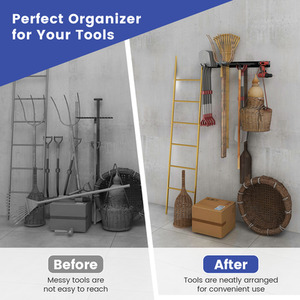 Garage Tool Storage Rack - Black by Costway