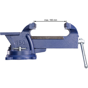 Bench Vice - cast iron, with anvil, rotatable, 2 locking screws - Blue / 15cm by tectake