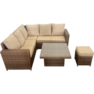 Carolina Compact Rattan Conversation Set - Brown