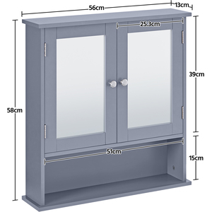 Wooden Living Room Wall Cabinet with 2 Mirrors - Grey by Yaheetech