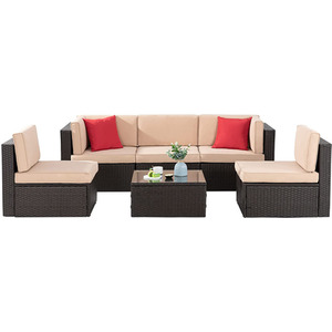 5 Seater Garden Rattan Furniture Set - Brown