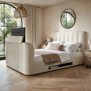 Megane Boucle Side Lift TV Ottoman - Beige / Double by Flair