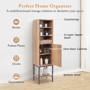 Freestanding Cabinet with Adjustable Shelf - Brown by Costway