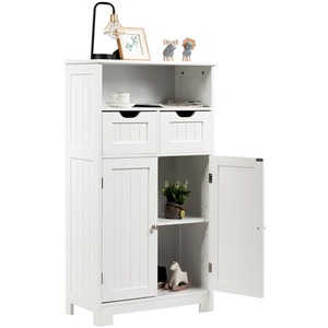 Bathroom Floor Cabinet Standing Cupboard - White by Costway
