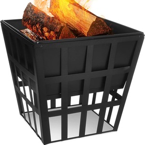 Square Fire Pit Log Burner Heater - Black