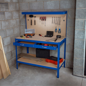 Workbench with Pegboard, Drawer and Light - Blue by Monster Racking