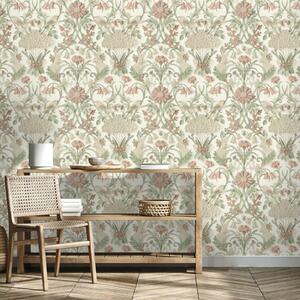 Floral Woodland Wallpaper Birds Rabbits - Neutral by Fine Decor