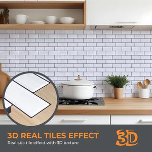 Metro Glossy 3D Stick on Tile Sticker - White by Walplus