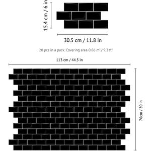 Glossy 3D Tile Stickers - Black / 20 by WALPLUS