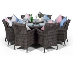 Savannah Round Rattan Patio Dining Set - Grey / 8 by Giardino