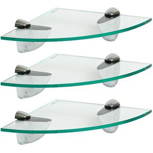 Floating Glass Corner Shelf - 20cm - Chrome / 3 by Harbour Housewares
