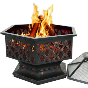 Hexagonal Fire Pit with Spark Guard