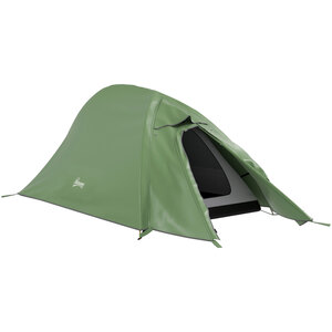 Outsunny Double Layer 1-2 Man Camping Tent, 2000mm Waterproof - Green by Outsunny