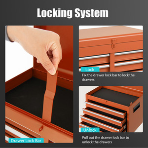 Rolling Tool Chest Combo - Orange by Costway