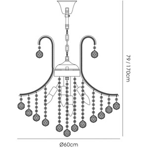 Bask Ceiling Pendant Chandelier Round 6 Light French Gold, Crystal - French Gold