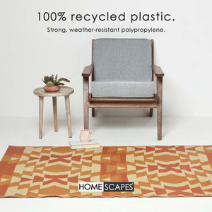 Homescapes Outdoor Rug Luxury Waterproof Reversible Recycled, Orange Anya Aztec - Orange / 200cm by Homescapes