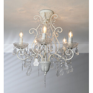 Antiqued White Jewelled Ceiling Chandelier