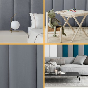 Velvet Wall Panels 4 Pack with Adhesive - Anti-Collision Wall Mounted Headboards - Dark Grey by NOVECRAFTO