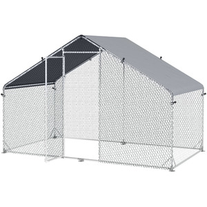 PawHut Walk In Run, Small Animal Cage House Pet Playpen For hens - Silver / 1.9m / 1.7m by PawHut