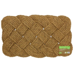 Natural Coir Hand Made Knotted Rope Doormat - Natural by JVL