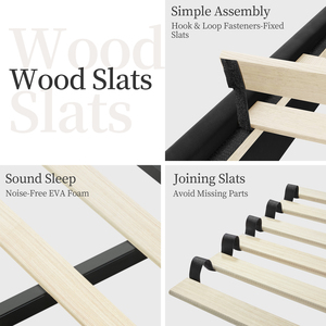 Upholstered Bed Frame with Button-Tufted Headboard - Black / Double by Yaheetech