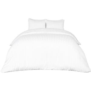 Satin Stripe Duvet Set - White / Double by OHS