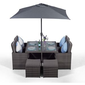 Giardino Rattan Cube Dining Set - Grey / 4 by Giardino