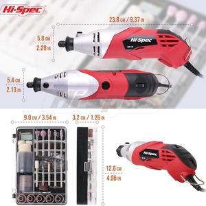 121 Piece Corded Power Rotary Tool Bits Set - Red / 26cm by Hi-Spec