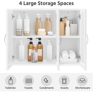 Wall Mount Cabinet with Adjustable Shelf - White by Yaheetech