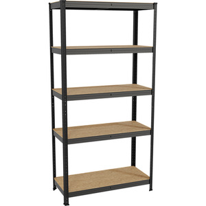 5 Tier Heavy Duty Adjustable Steel Garage Shelving Unit - 875kg Weight Capacity - Black / 30cm by Vida Designs