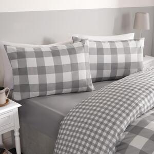 Gingham Duvet Cover Set - Grey / Single by OHS