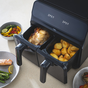 Dual Air Fryer 8L XL Capacity and Digital Display - Black by Cooks Professional