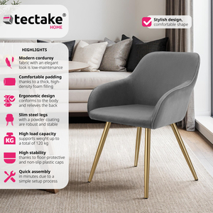 Dining Chair Scandi - Padded Boucle Cover, High Backrest by tectake