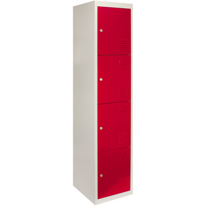 Metal Storage Lockers - Four Doors, Flatpacked - Red by Monstershop