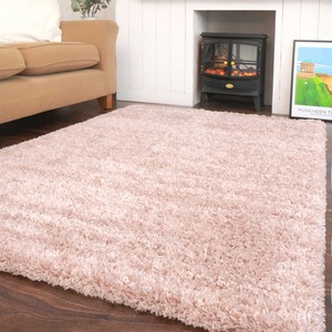Super Soft Blush Pink Shaggy Living Area Rug by The Rug House