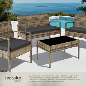 Sparta Rattan Garden Furniture Set - Nature by tectake