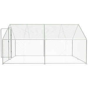 Metal Walk-In Chicken Coop Run with PE Tarpaulin - Silver / 3m / 3.93m by Livingandhome