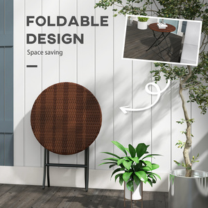 Outsunny Foldable PE Rattan Outdoor Coffee Table - Brown by Outsunny