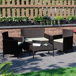 Kendal 4 Piece Rattan Garden Furniture Set - Brown by Vida Designs
