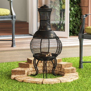 Steel Fire Pit Chiminea Patio Heater - Black