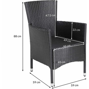 Rattan Garden Chairs Set Of 2 - Black