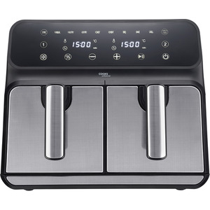 Dual Air Fryer 8L XL Capacity and Digital Display - Silver by Cooks Professional