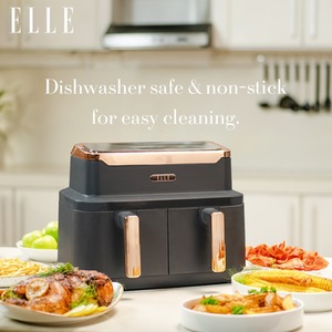 ELLE 9L Dual Air Fryer - Grey & Rose Gold / Double Air Fryer by GRS