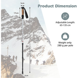 2 Pcs Collapsible Walking Stick - Silver by Costway