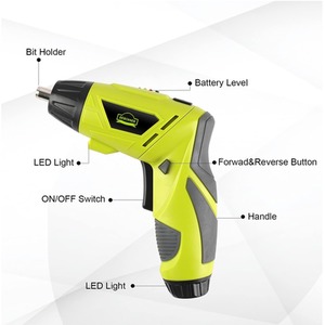 Electric Cordless Screwdriver 45 Piece Set - Black & Green